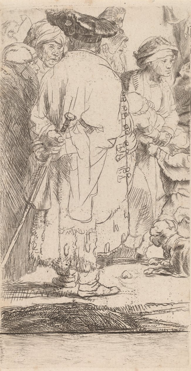 The Man with a Cane Fragment from the Hundred Gulden Print, ca. 1649. av Rembrandt van Rijn