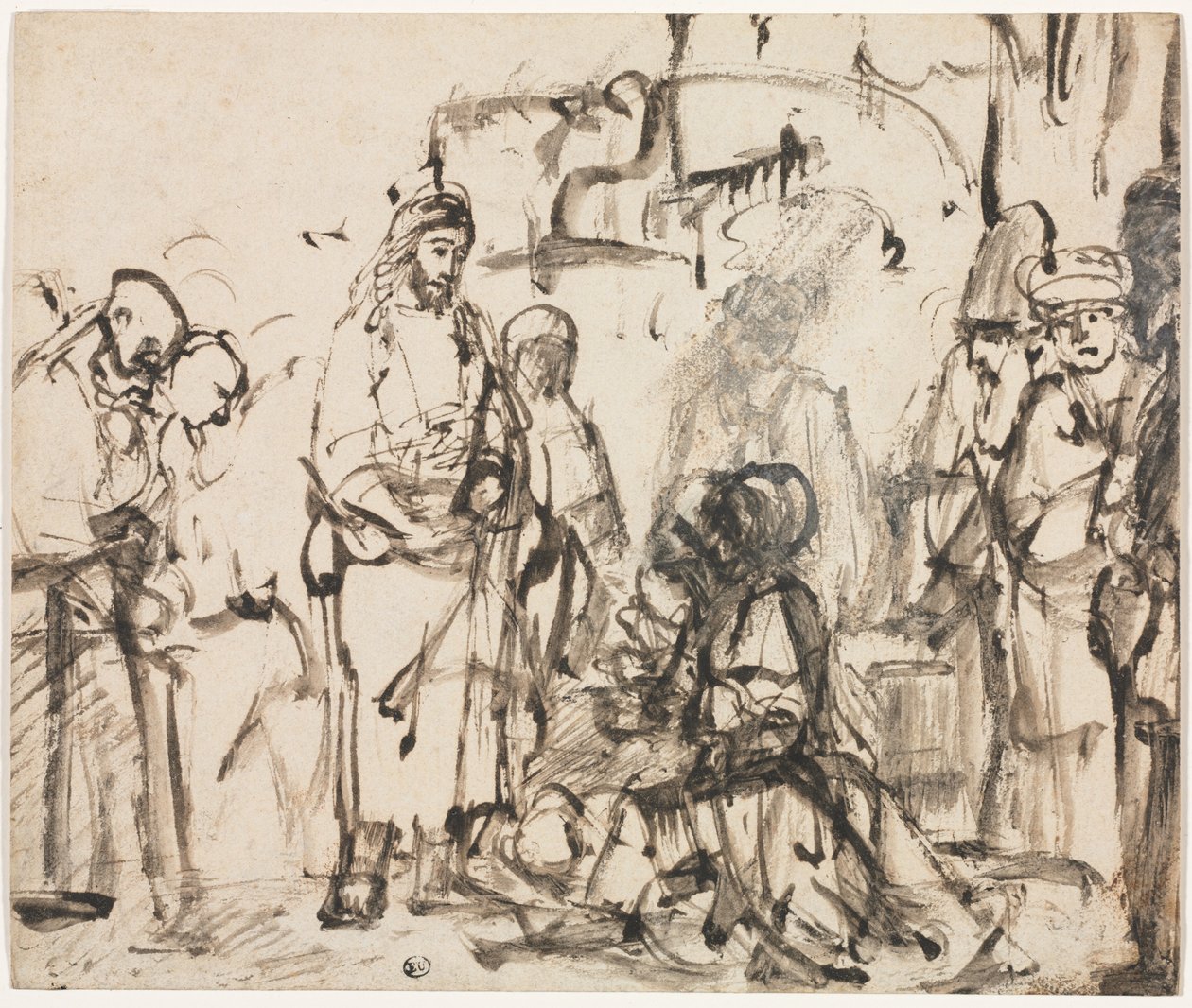 Kristi möte med Marta och Maria efter Lasarus död, ca. 1662-65. av Rembrandt van Rijn