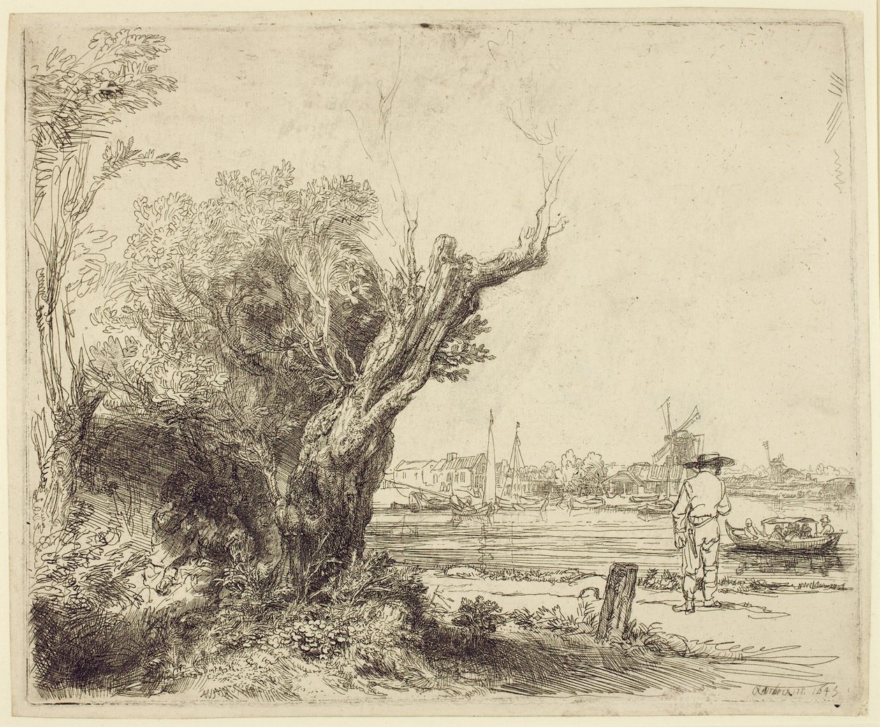 The Omval, 1645 (etsning och torrnål på papper) av Rembrandt van Rijn