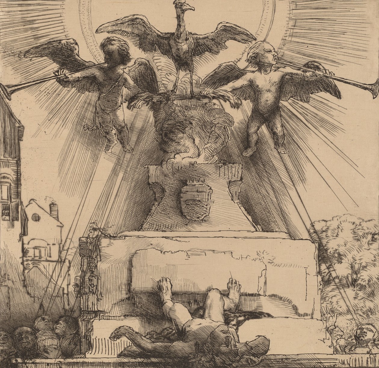 Phoenix eller statyn störtades, 1658. av Rembrandt van Rijn