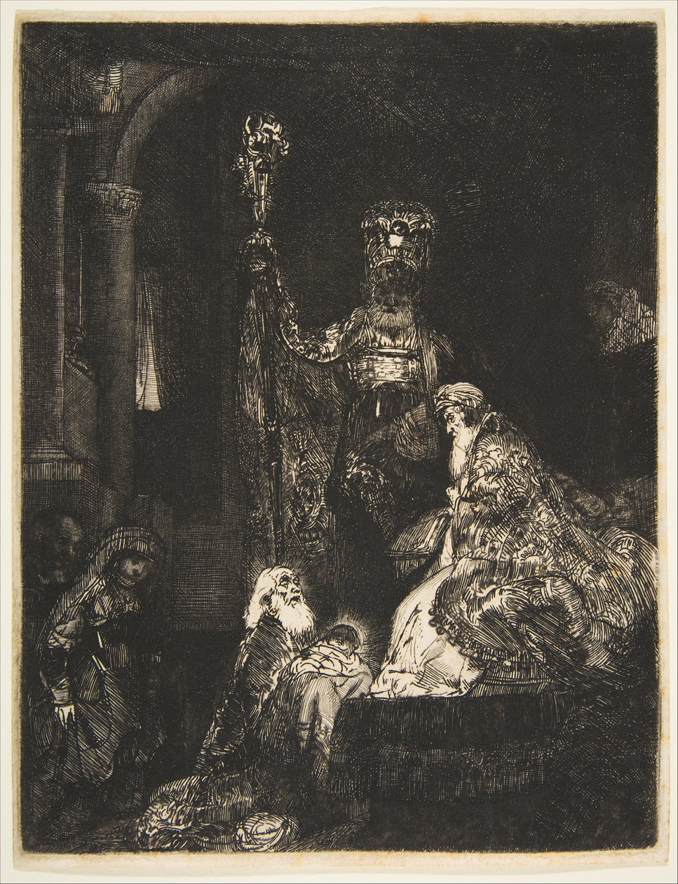 Presentationen i templet på det mörka sättet, ca. 1654. av Rembrandt van Rijn