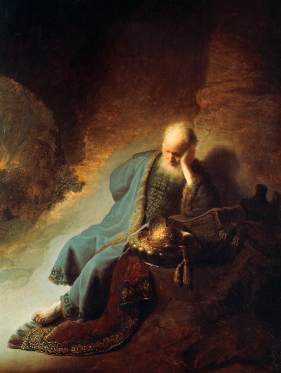Profeten Jeremia sörjer över Jerusalems förstörelse, 1630 av Rembrandt van Rijn