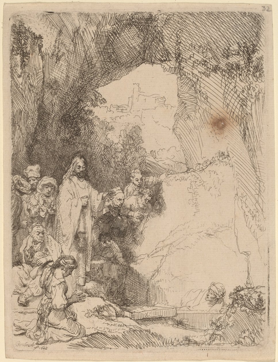 The Raising of Lazarus: Small Plate av Rembrandt van Rijn