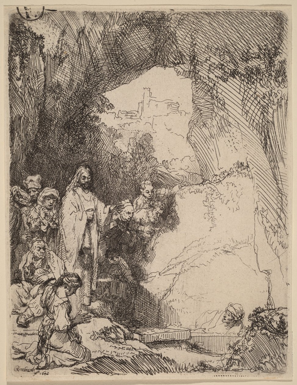 Uppväckelsen av Lasarus: Liten tallrik av Rembrandt van Rijn
