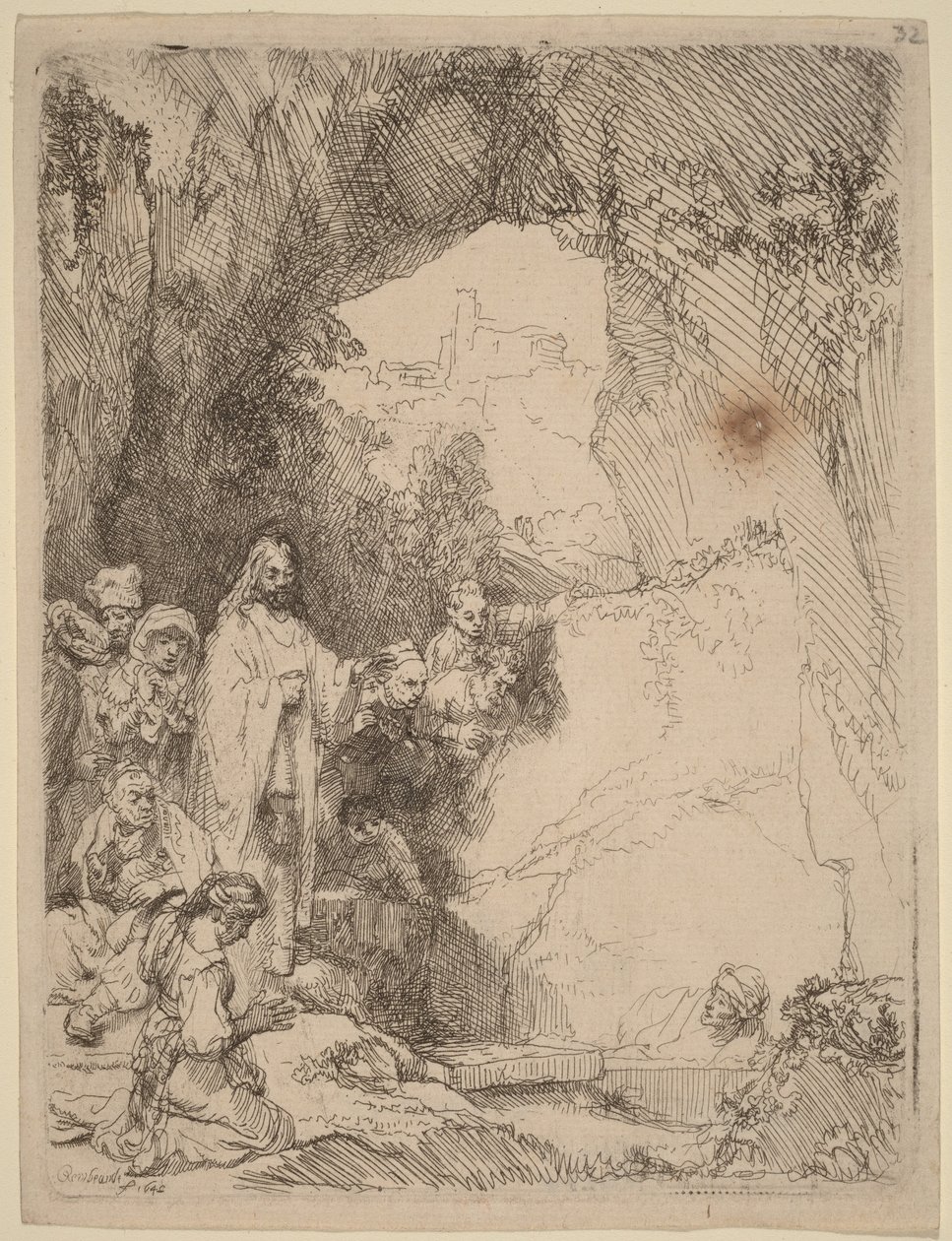 Uppväckelsen av Lasarus: Liten tallrik av Rembrandt van Rijn
