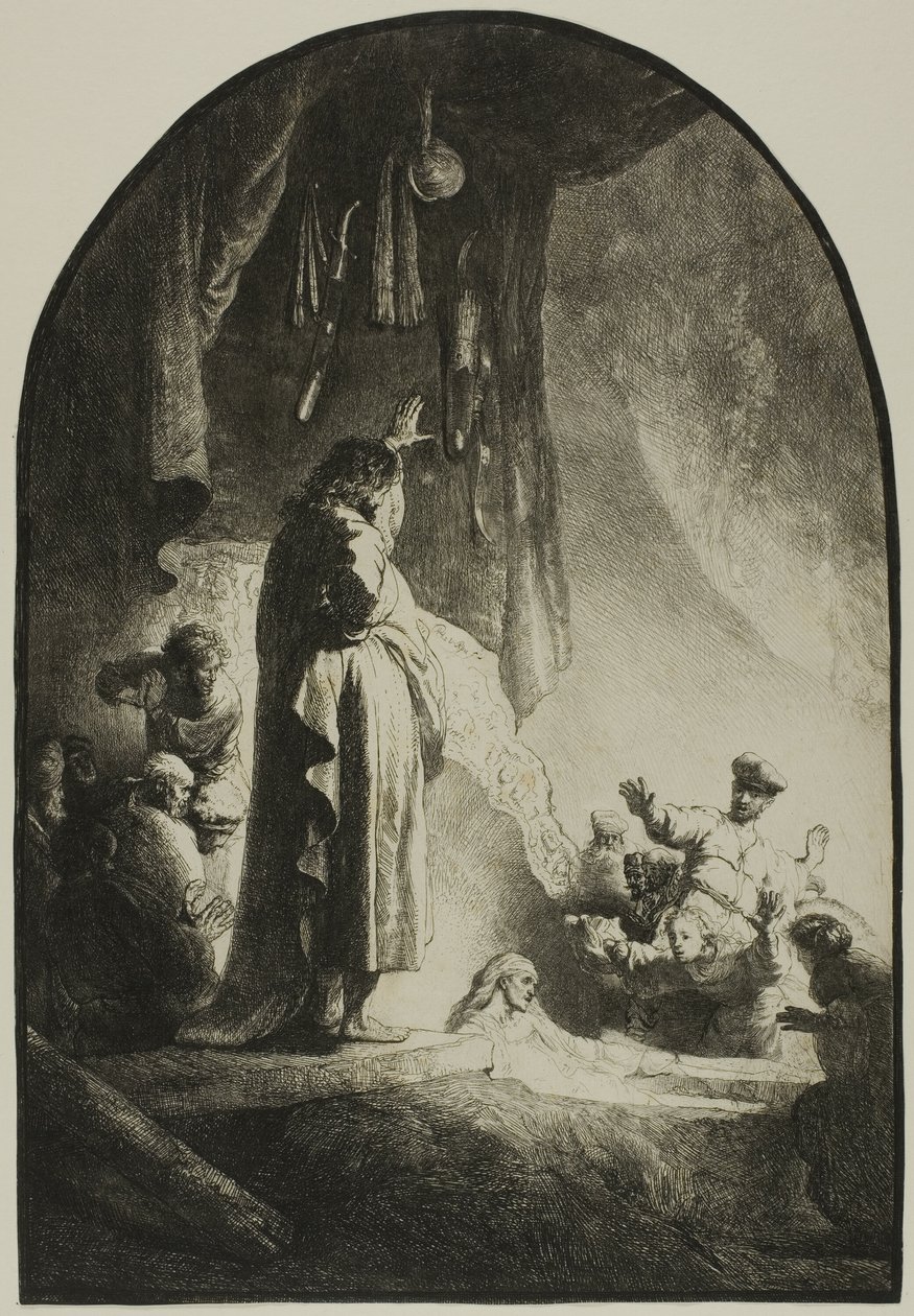 The Raising of Lazarus: The Larger Plate av Rembrandt van Rijn