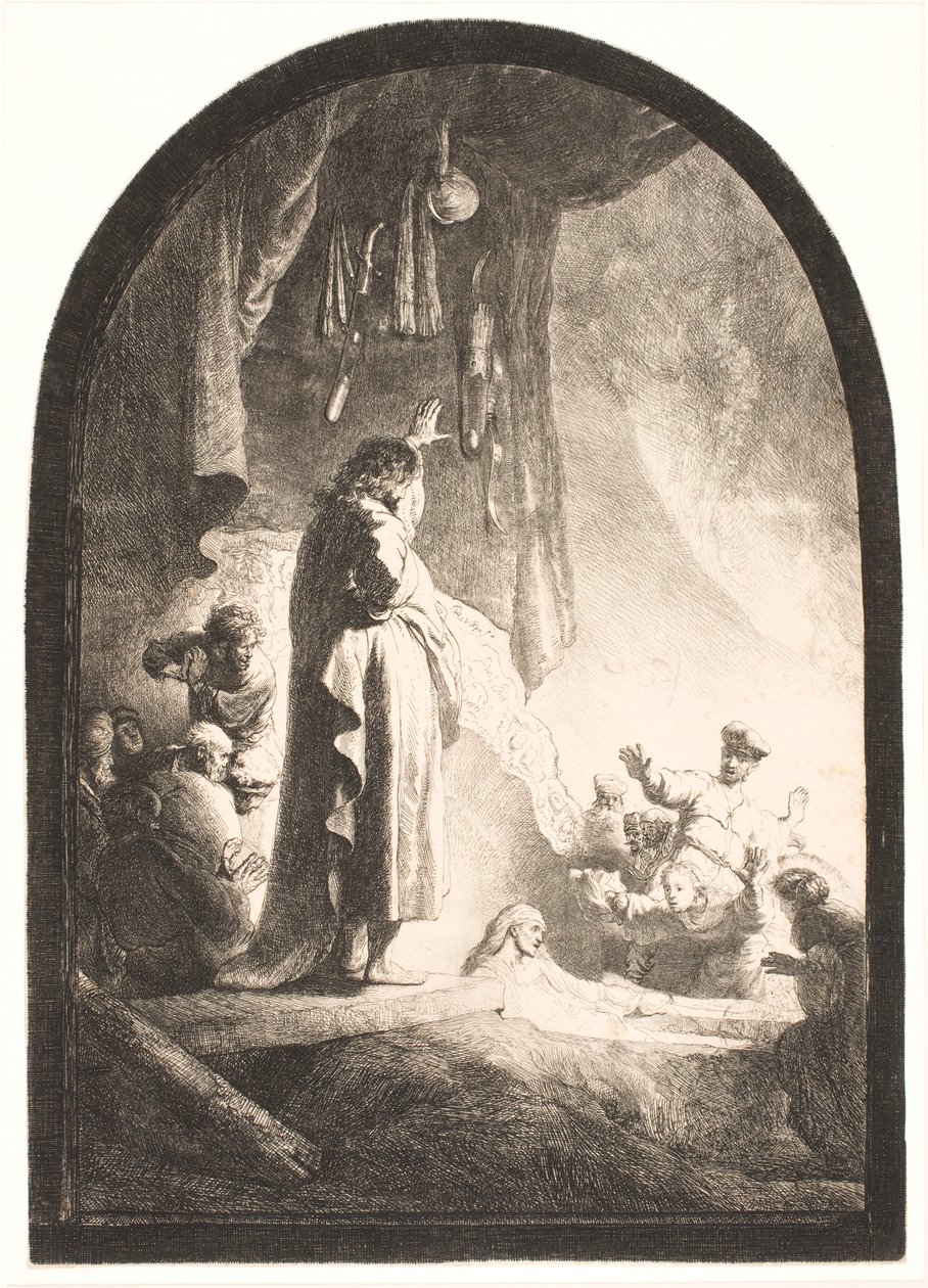 The Raising of Lazarus: den större plattan av Rembrandt van Rijn