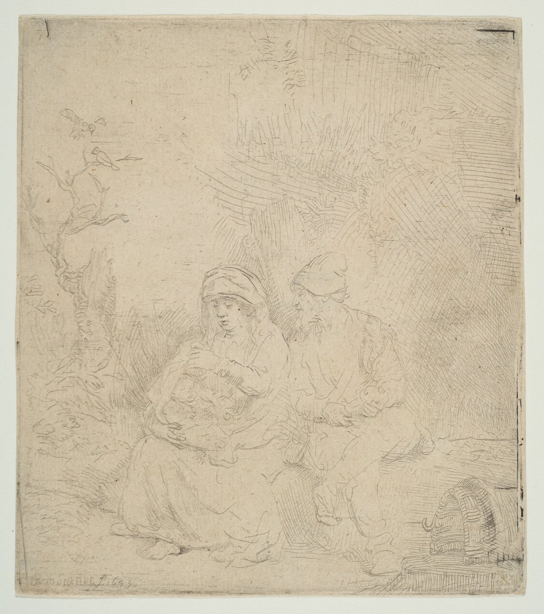Resten på flykten till Egypten, lätt etsat, 1645. av Rembrandt van Rijn
