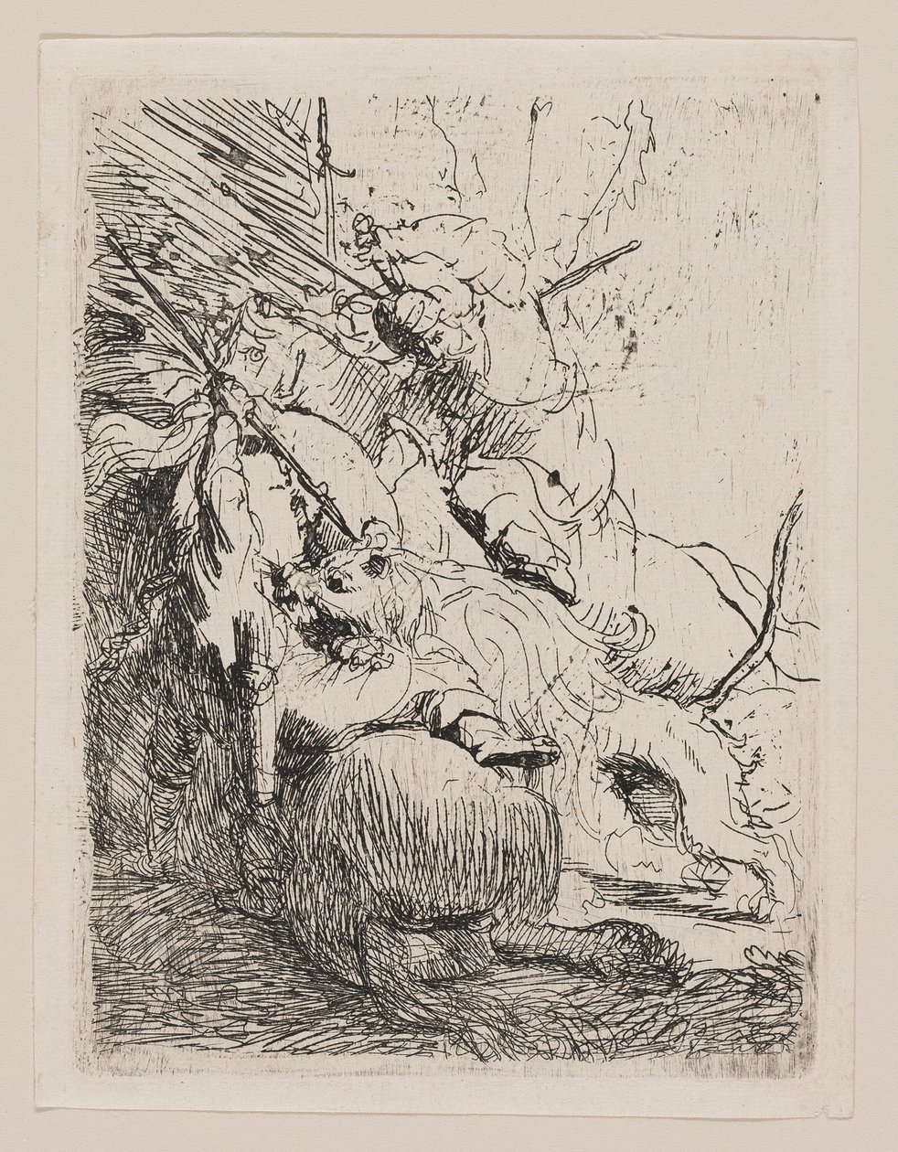 Den lilla lejonjakten (med ett lejon) av Rembrandt van Rijn