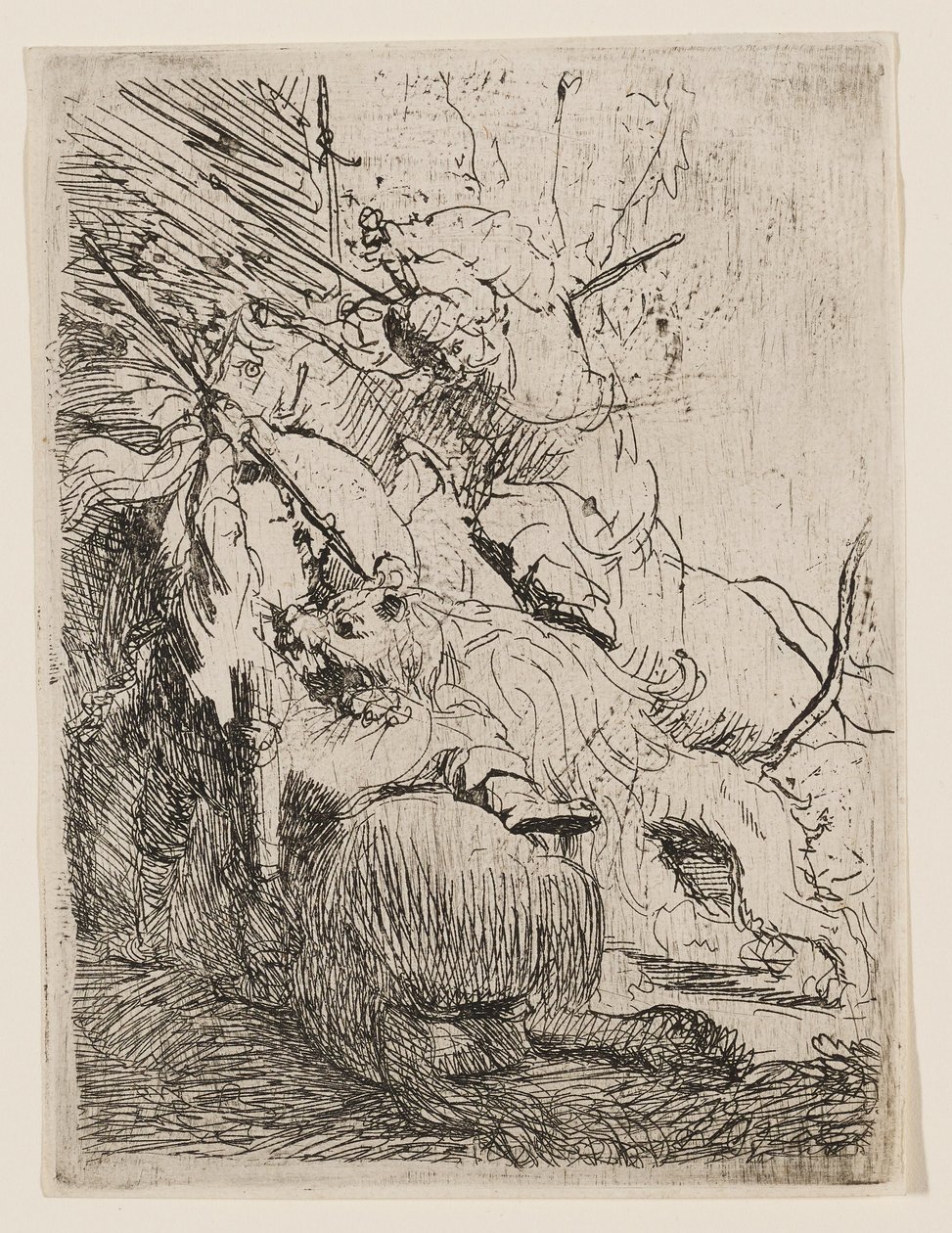 Den lilla lejonjakten (med ett lejon) av Rembrandt van Rijn
