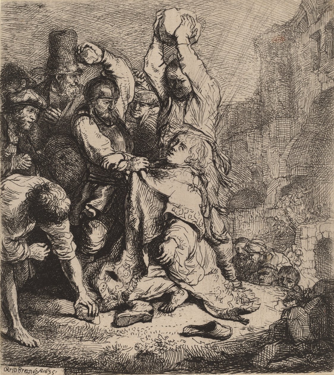Steningen av Sankt Stefan, 1635. av Rembrandt van Rijn
