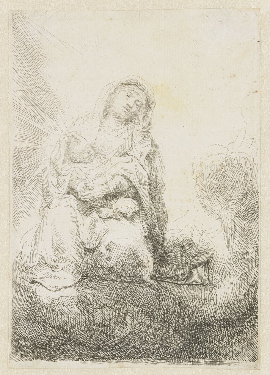 Jungfrun och barnet i molnen av Rembrandt van Rijn
