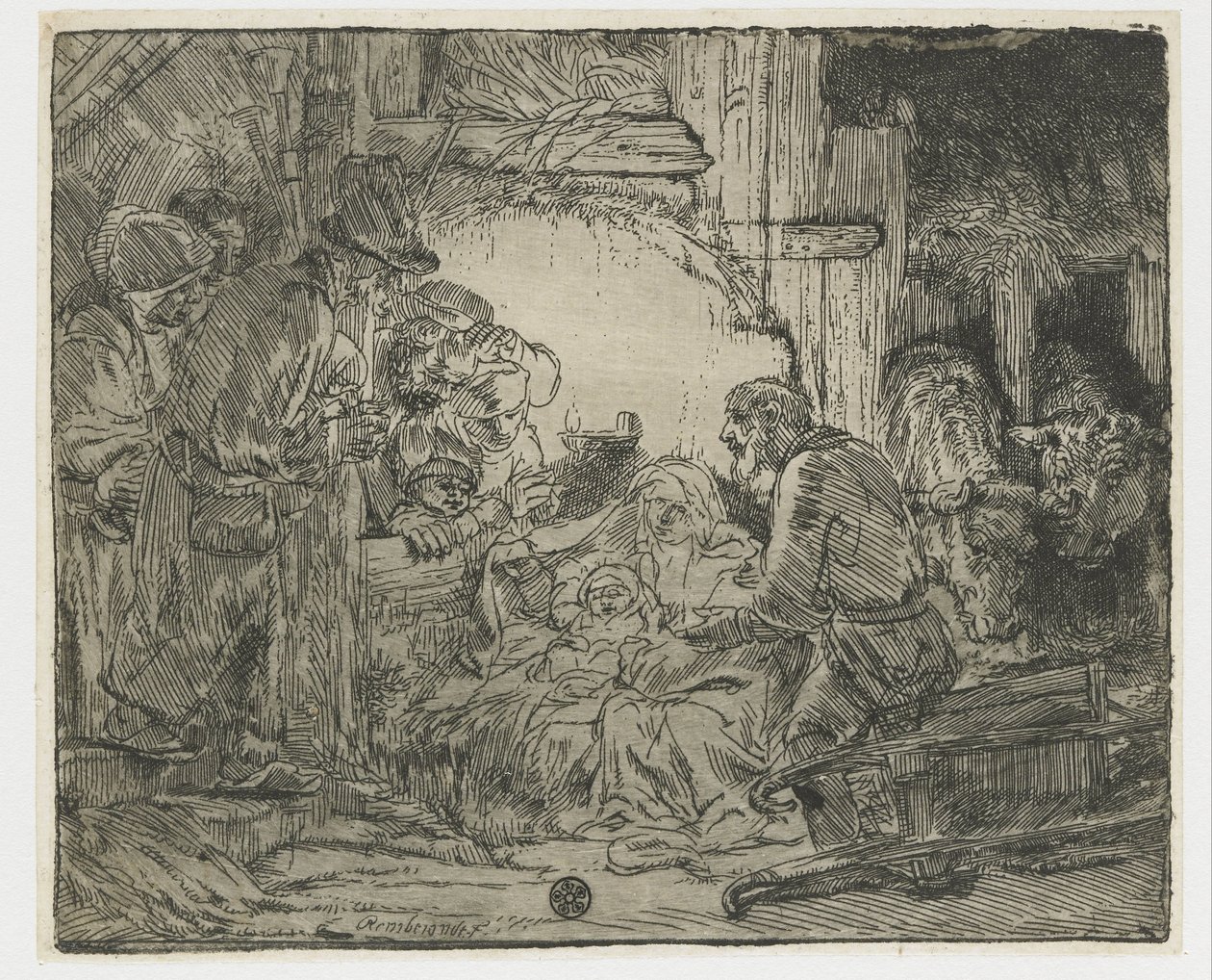 Herdarnas tillbedjan: med lampan av Rembrandt van Rijn
