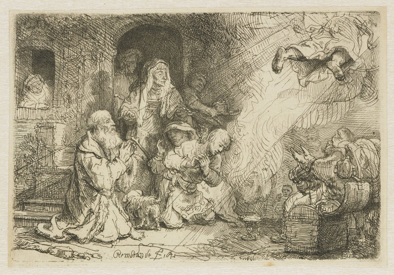 Ängeln lämnar Tobias familj av Rembrandt van Rijn