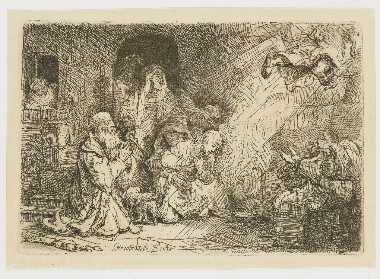 Ängeln lämnar Tobias familj av Rembrandt van Rijn
