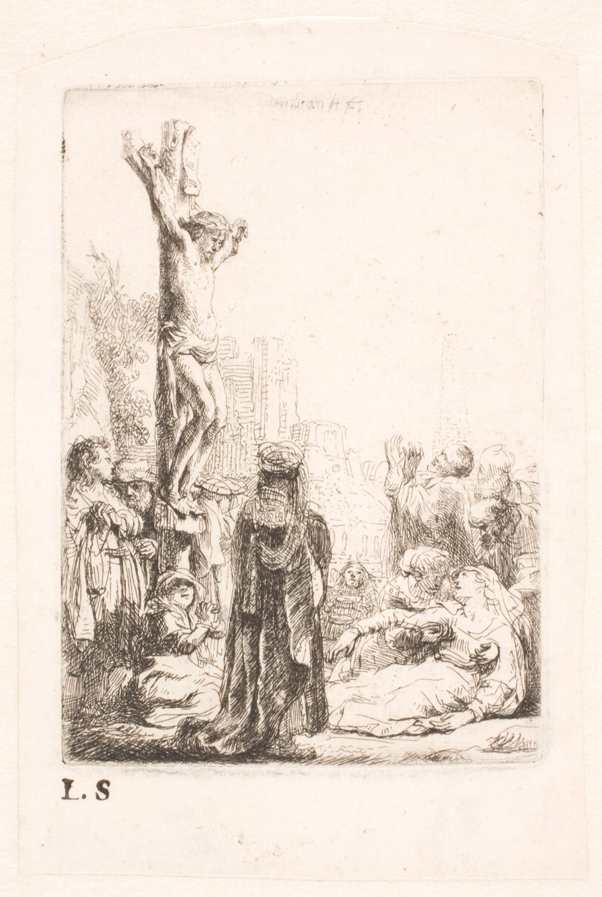 Korsfästelsen: liten tallrik av Rembrandt van Rijn