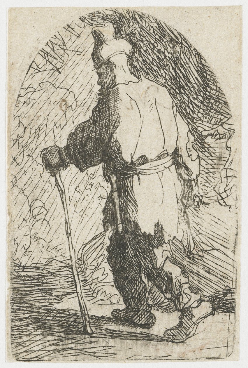 Flykten till Egypten: en skiss: Sankt Josef av Rembrandt van Rijn