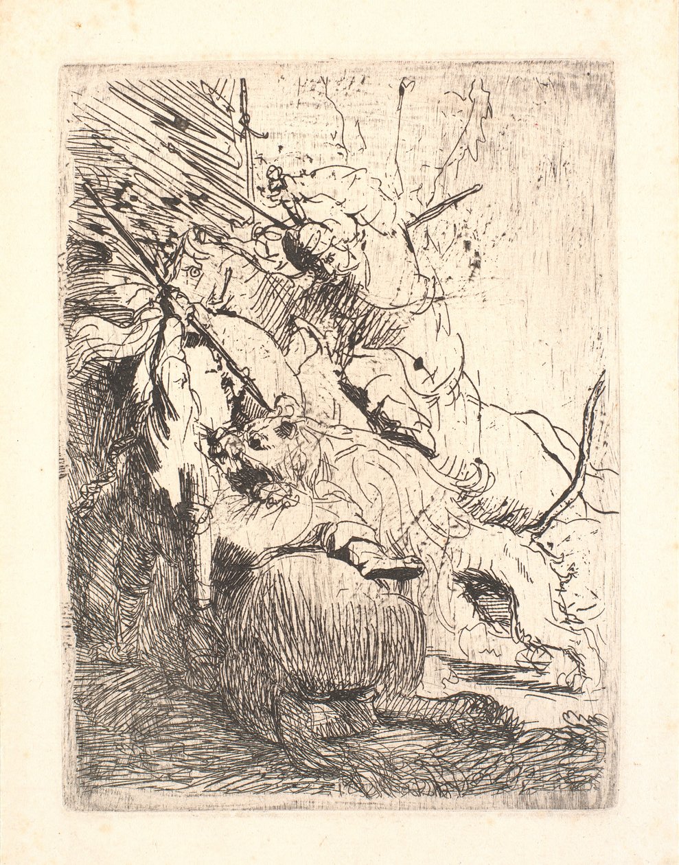Jakten på det lilla lejonet (med ett lejon) av Rembrandt van Rijn