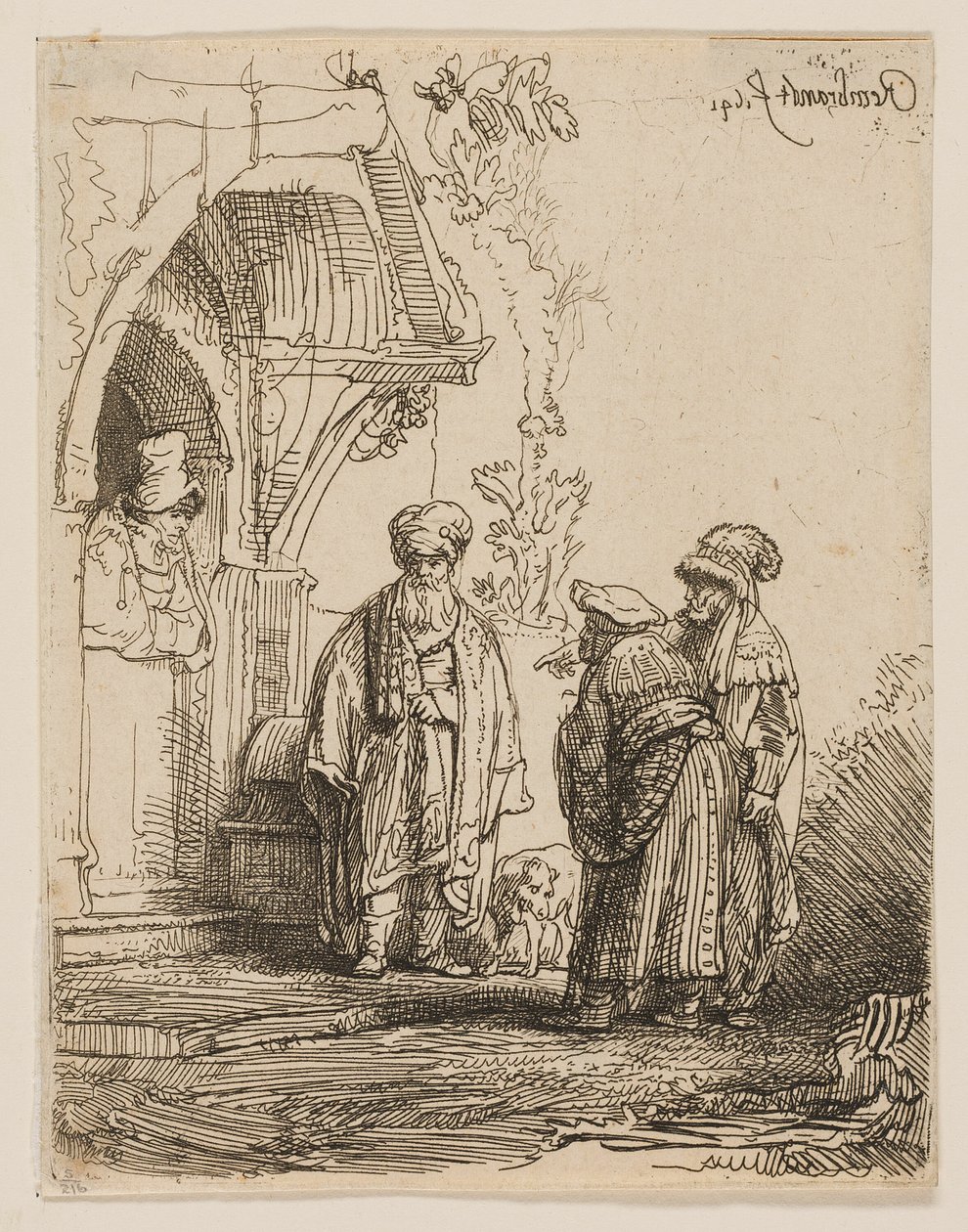 Tre orientaliska figurer (Jacob och Laban?) av Rembrandt van Rijn