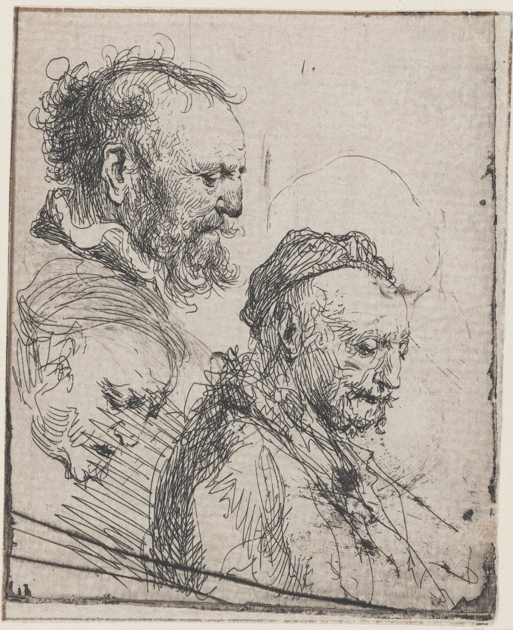 Tre studier av äldre mäns huvuden av Rembrandt van Rijn