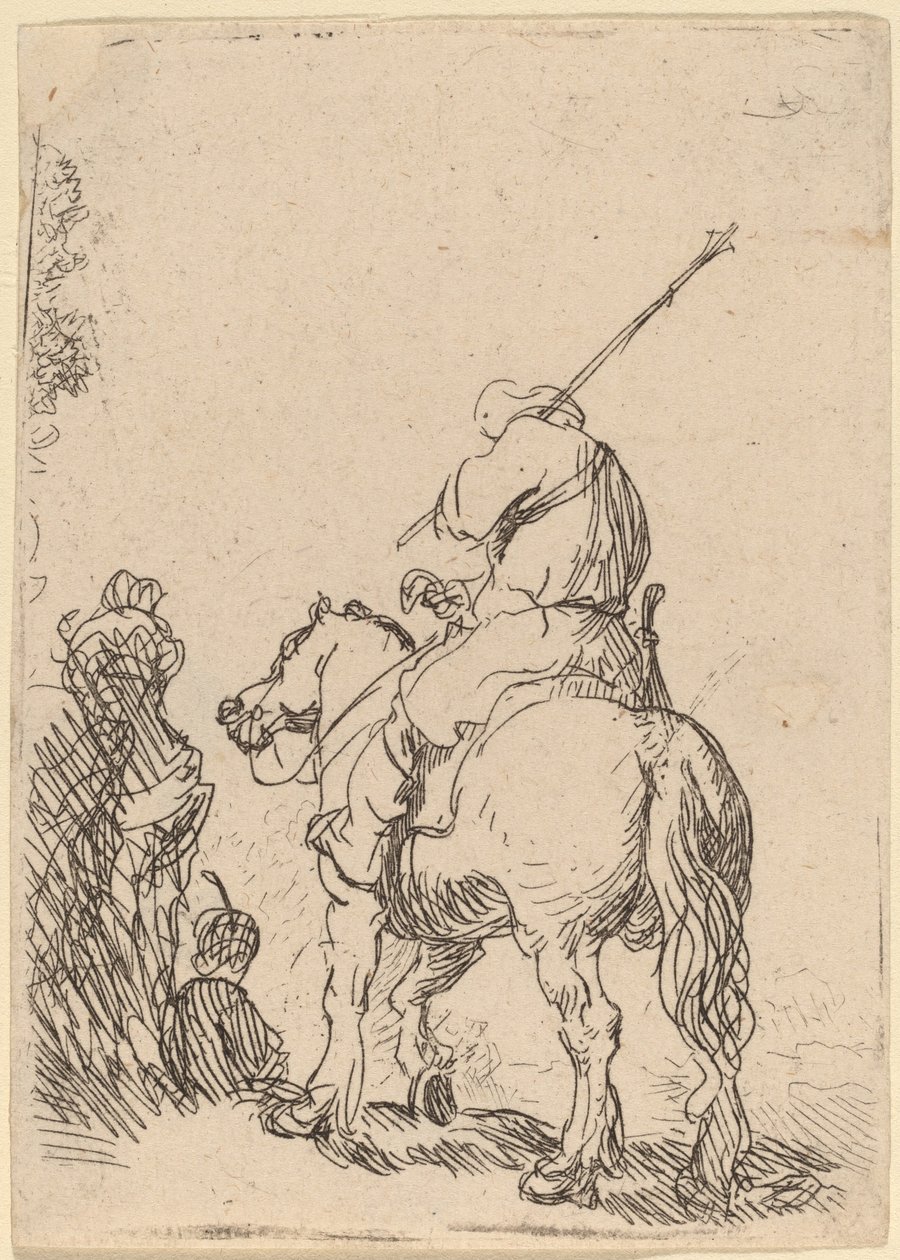 Turbansoldat till häst av Rembrandt van Rijn