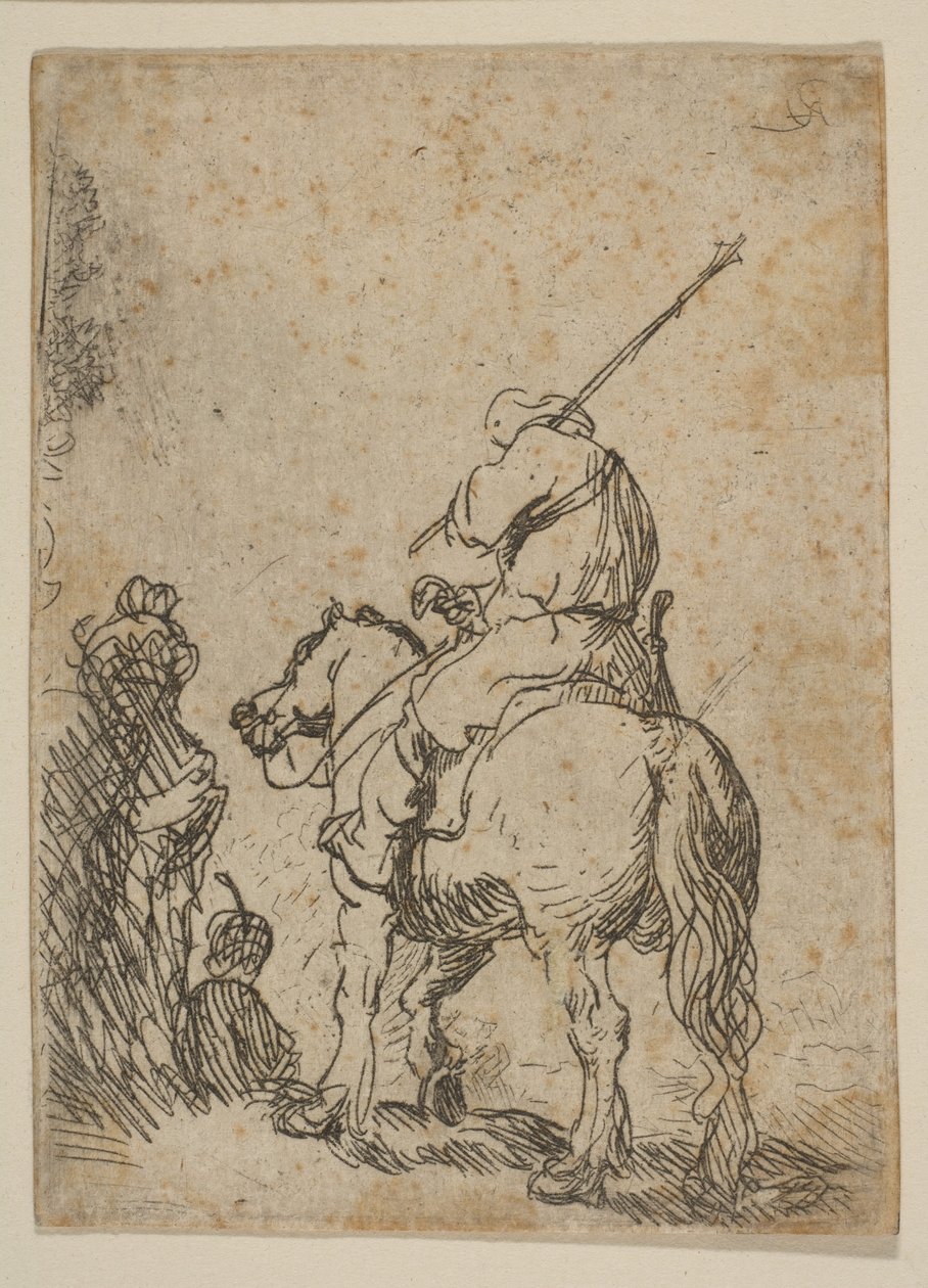 Turbansoldat till häst, ca. 1629. av Rembrandt van Rijn
