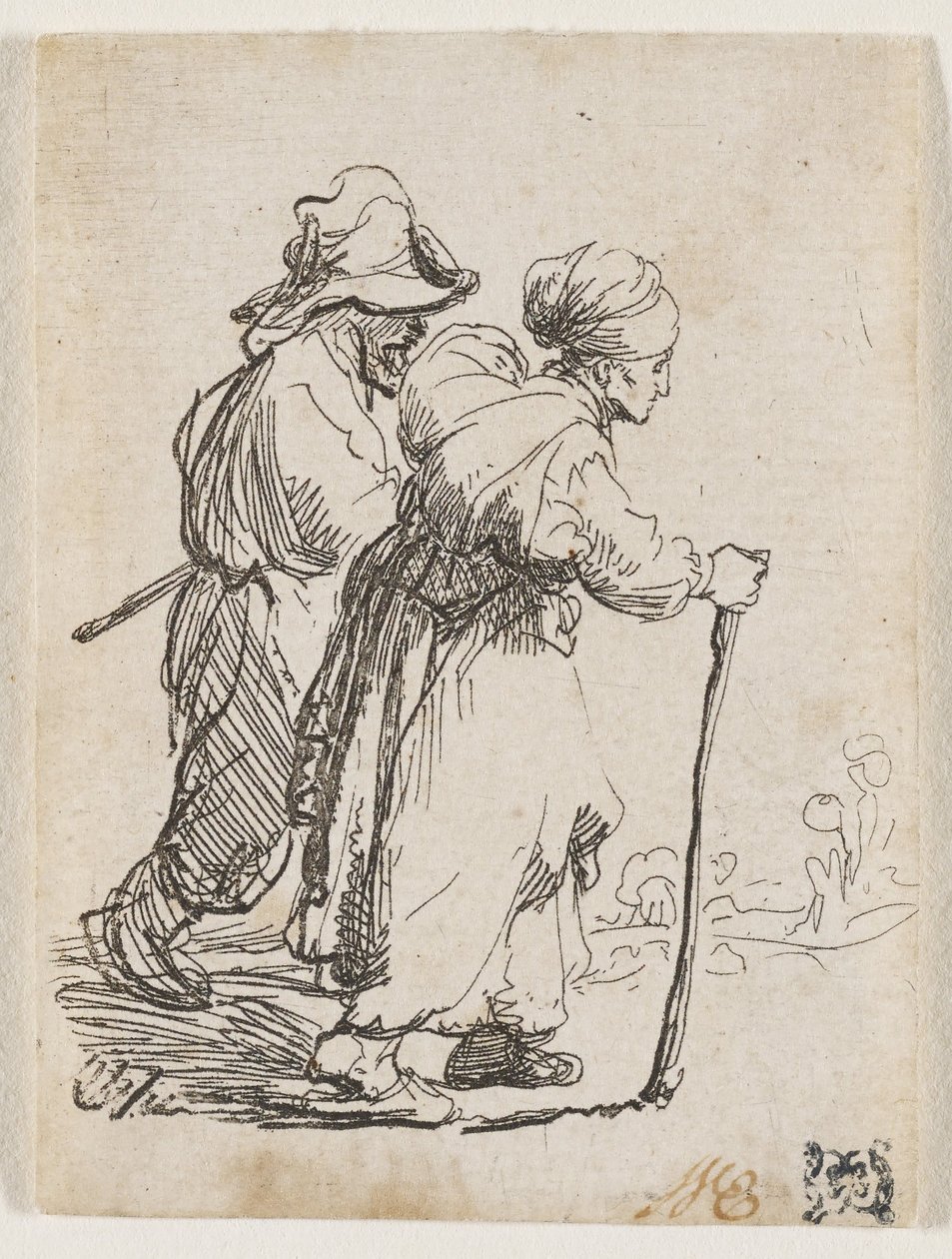 Två luffare, en man och en kvinna av Rembrandt van Rijn