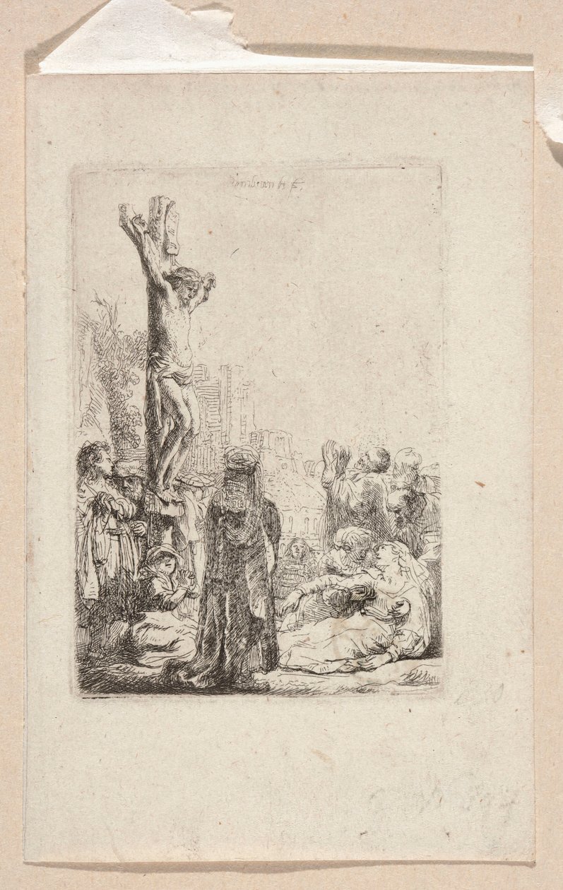 Korsfästelsen (Liten skiva) av Rembrandt van Rijn