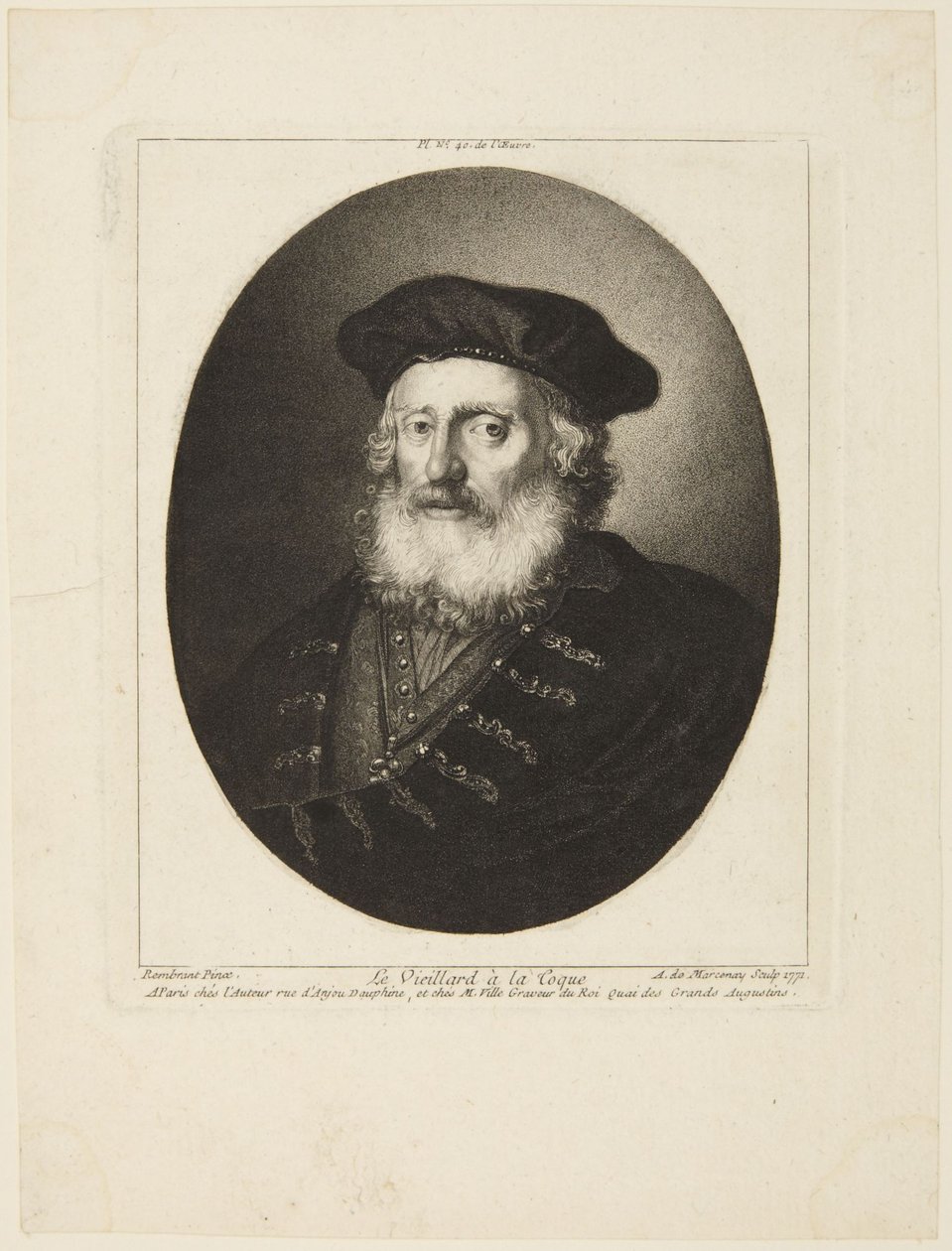 Gammal man med basker av Rembrandt van Rijn