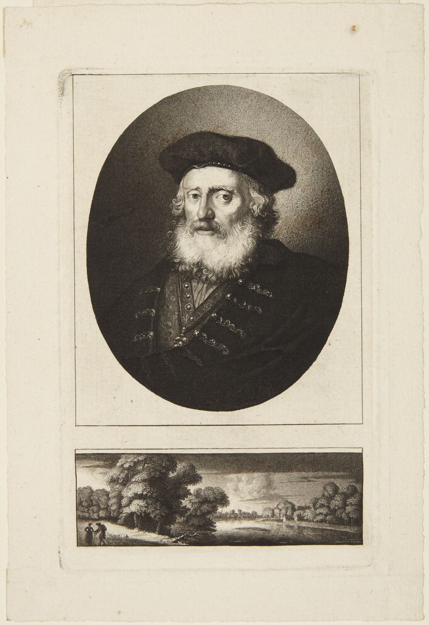 Gammal man med toque av Rembrandt van Rijn
