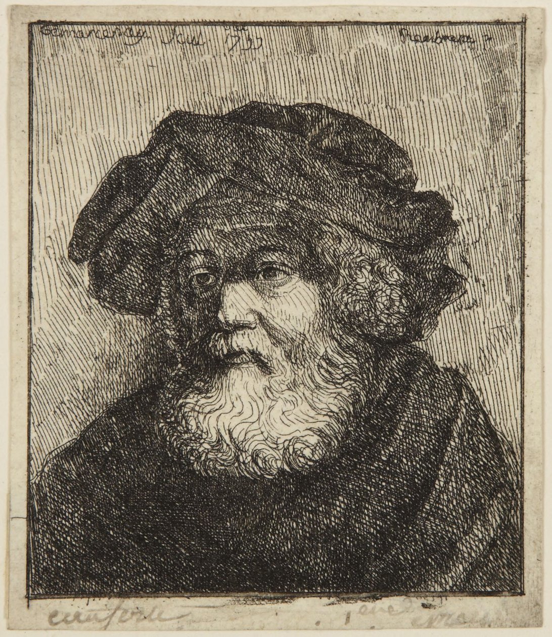 Gammal man med mössa av Rembrandt van Rijn