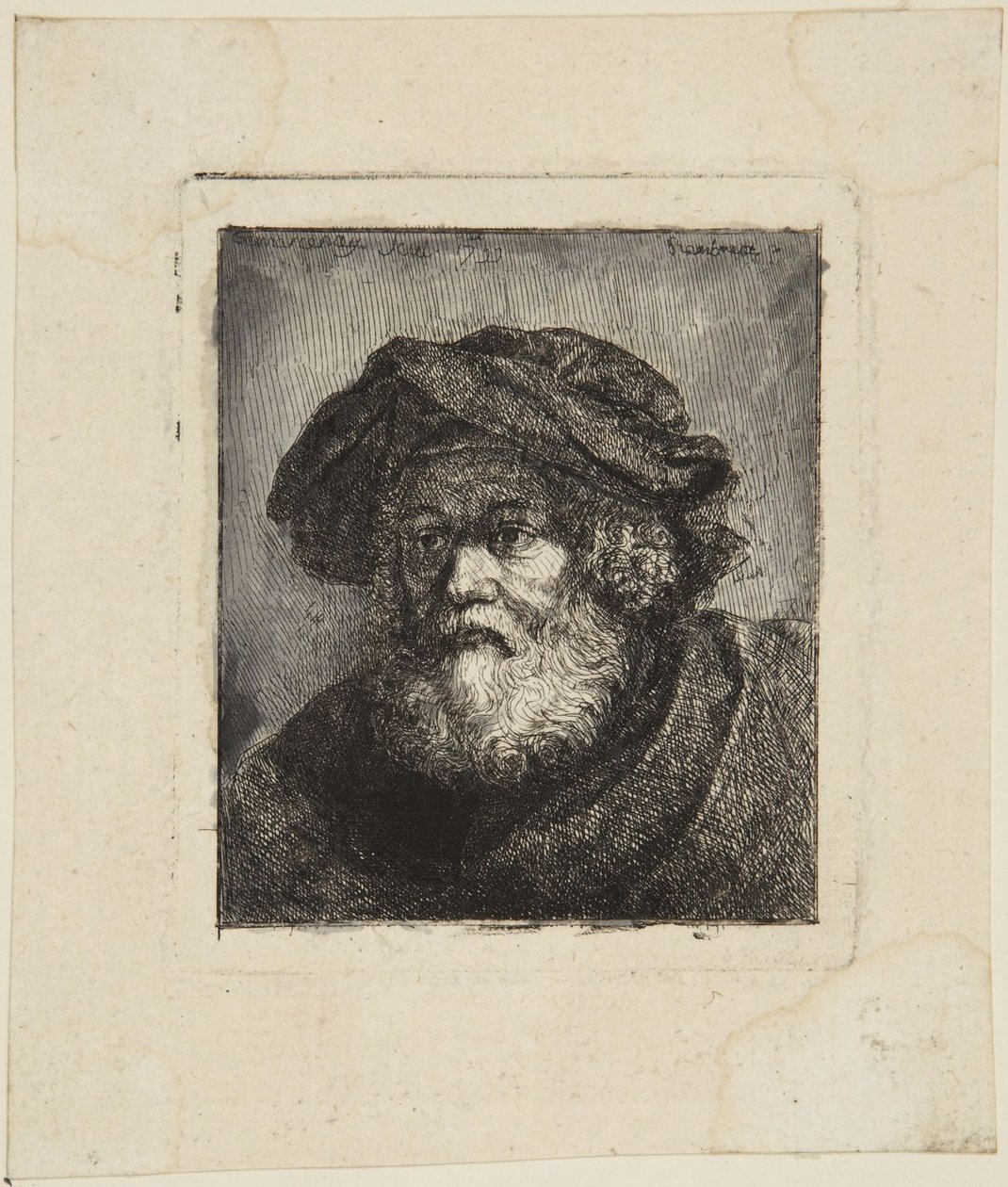 Gammal man med mössa av Rembrandt van Rijn