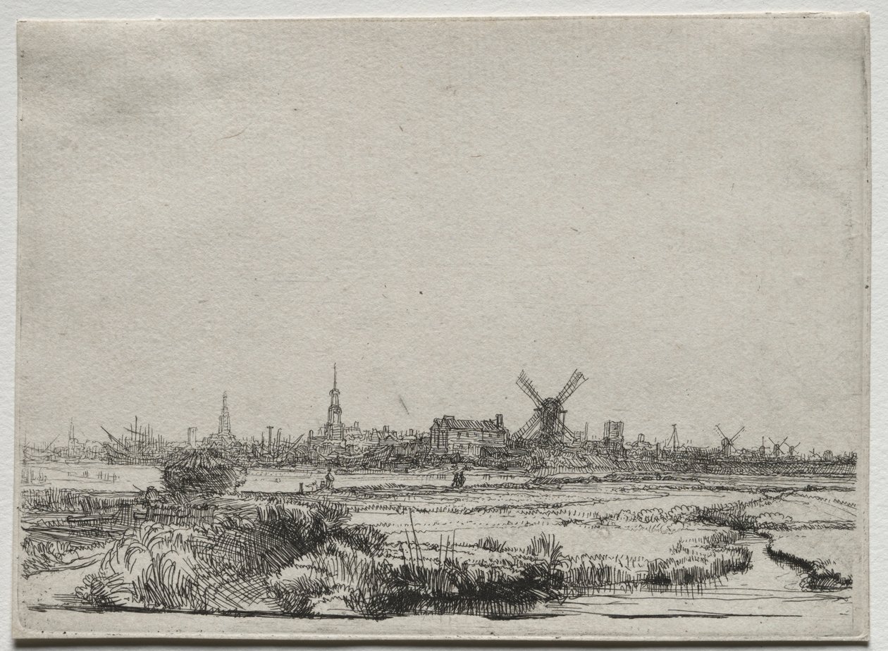 Utsikt över Amsterdam från nordväst, ca. 1640. av Rembrandt van Rijn