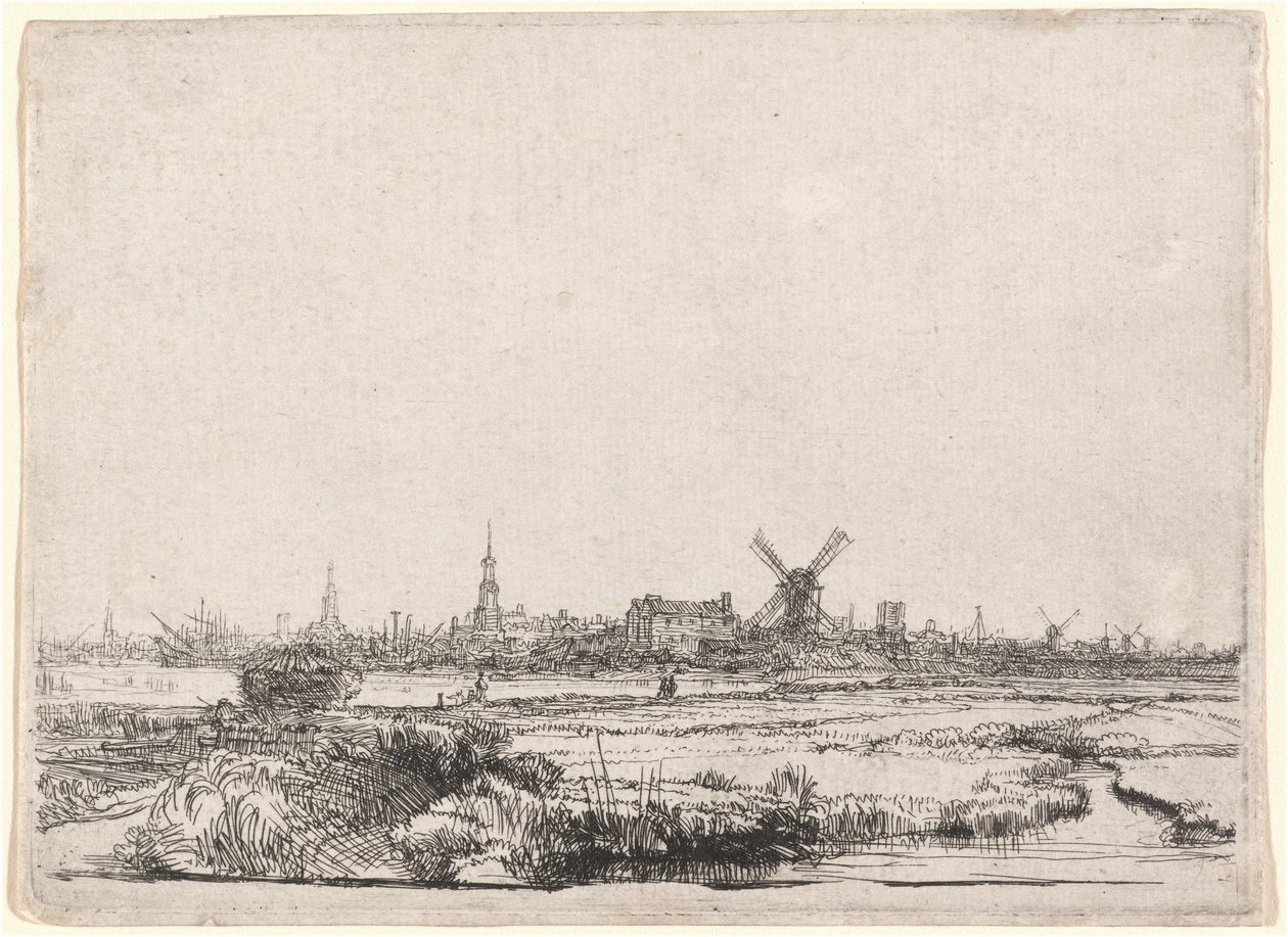 Utsikt över Amsterdam från nordväst av Rembrandt van Rijn