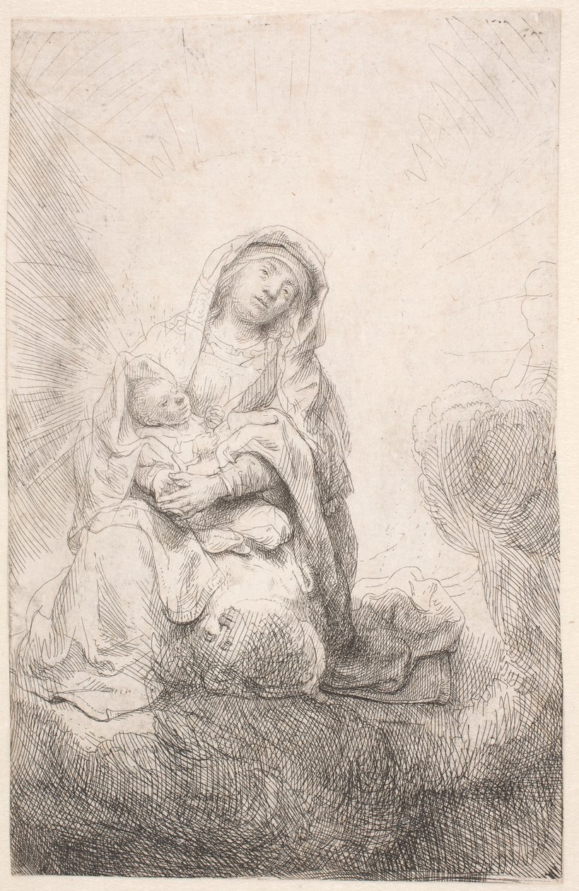 Jungfru med barnet i molnen av Rembrandt van Rijn