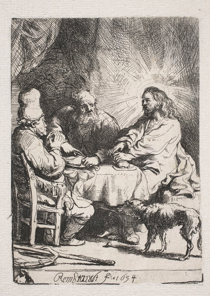 Middagen i Emmaus (liten skiva) av Rembrandt van Rijn