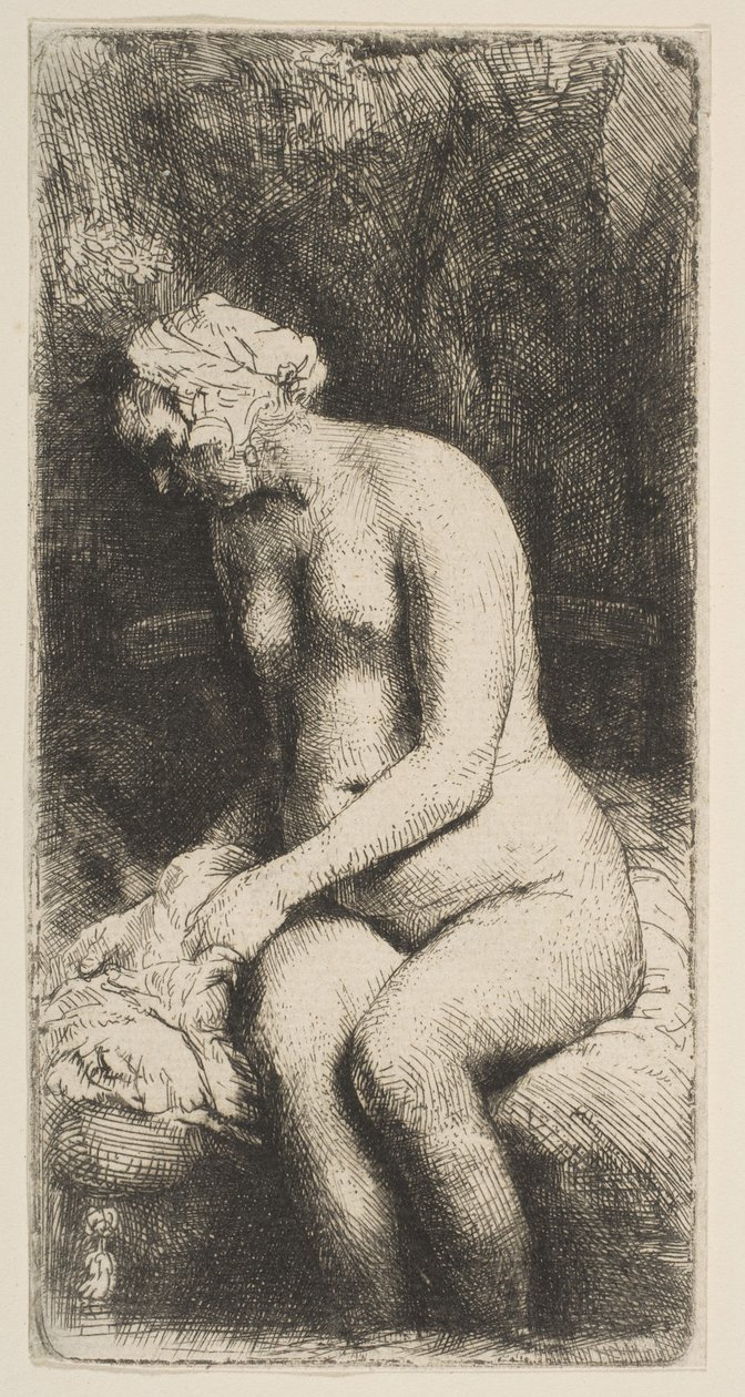 Kvinna som badar fötterna vid en bäck, 1658. av Rembrandt van Rijn