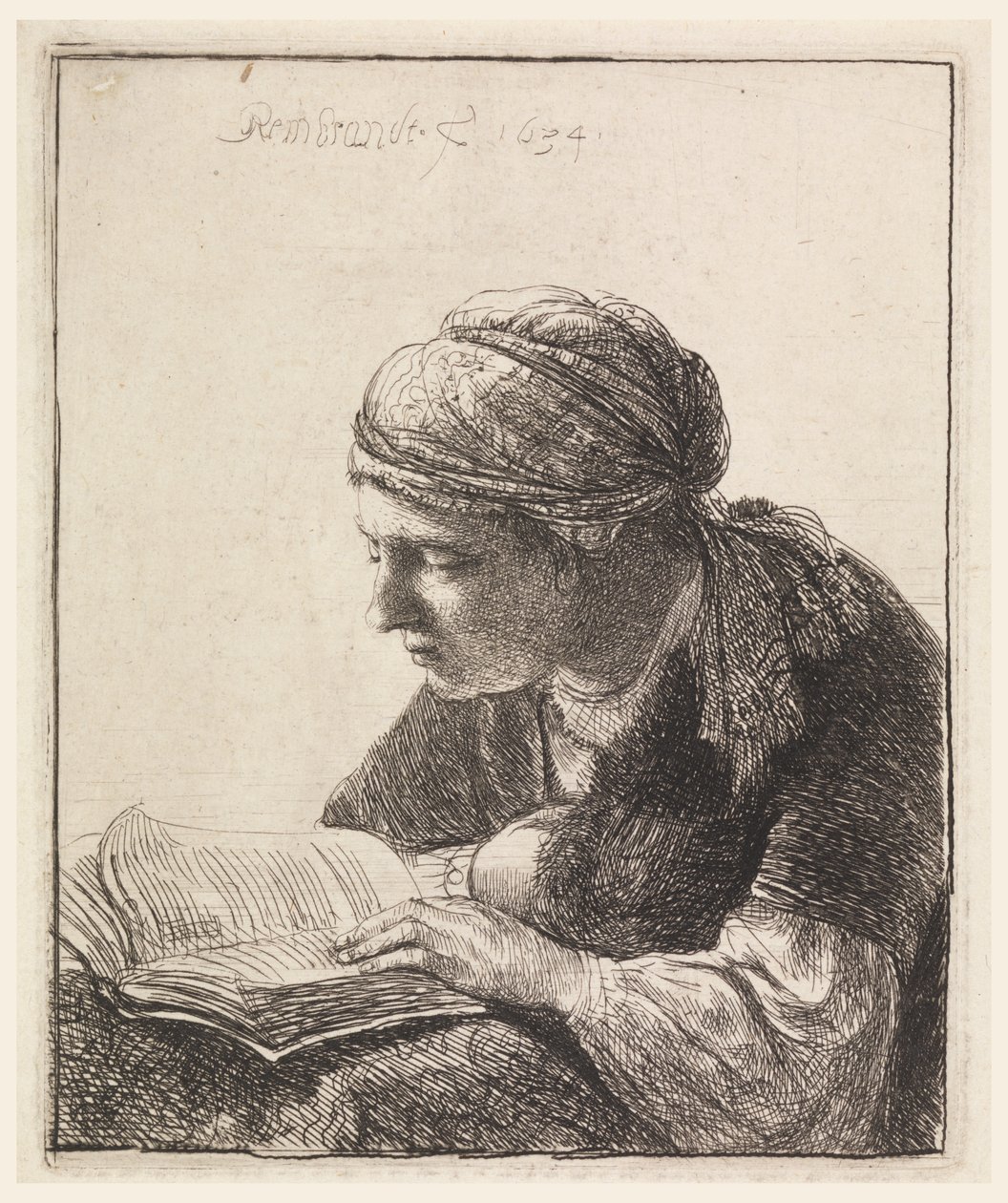 Kvinna som läser av Rembrandt van Rijn