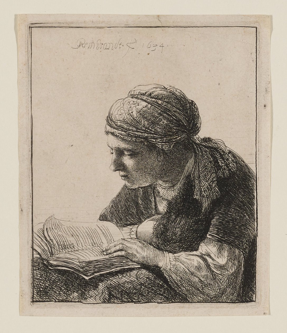 Kvinna som läser av Rembrandt van Rijn