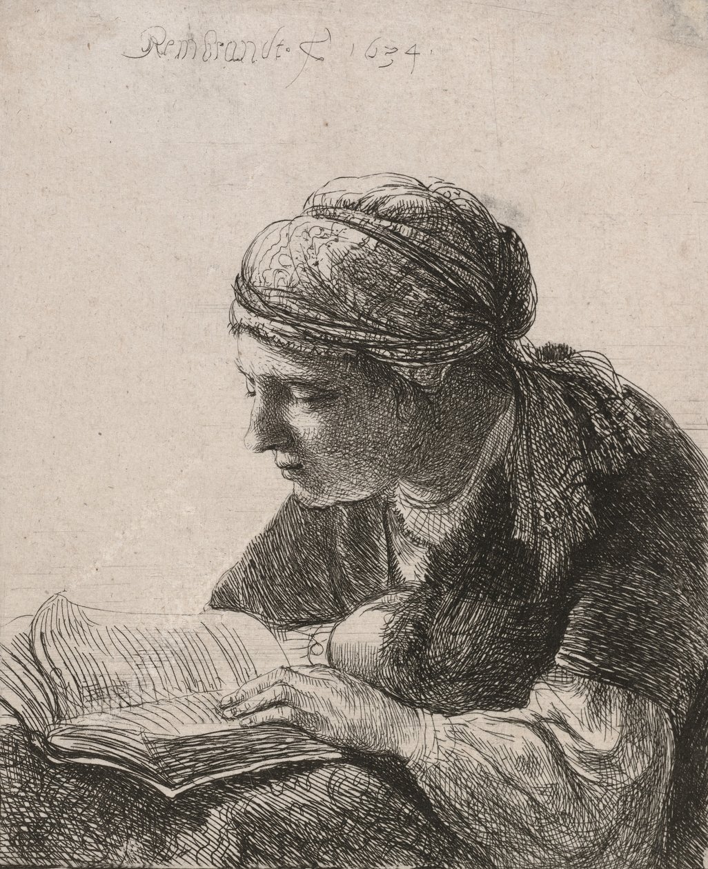 Kvinna som läser, 1634. av Rembrandt van Rijn
