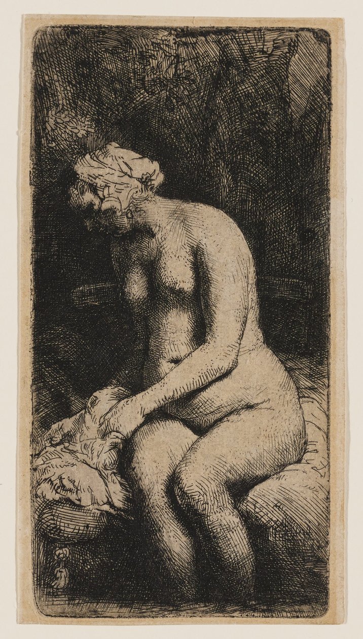 Kvinna med fötterna i en bäck av Rembrandt van Rijn