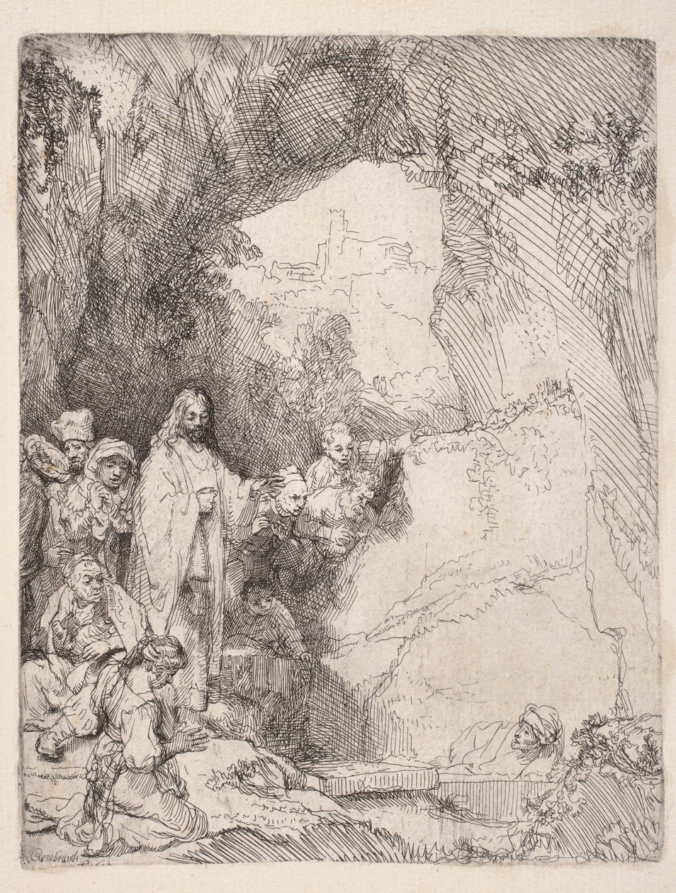 Lazarus återuppväckelse (liten tavla) av Rembrandt van Rijn