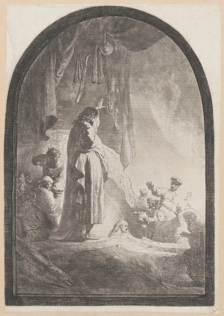 Lazarus återuppväckelse (stor tavla) av Rembrandt van Rijn