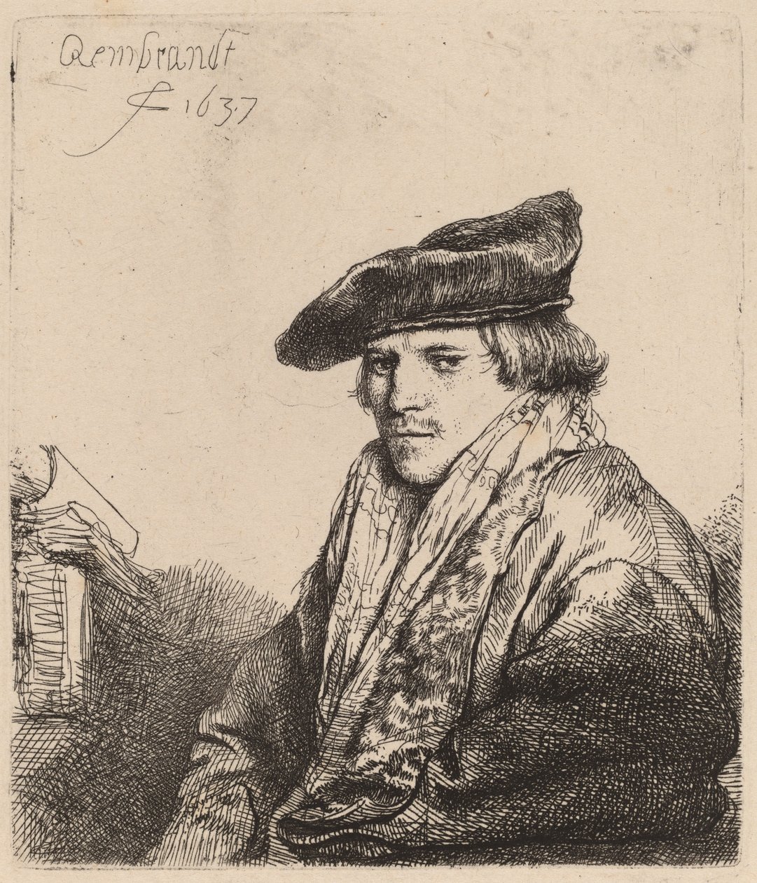 Ung man i sammetsmössa (Ferdinand Bol?) av Rembrandt van Rijn