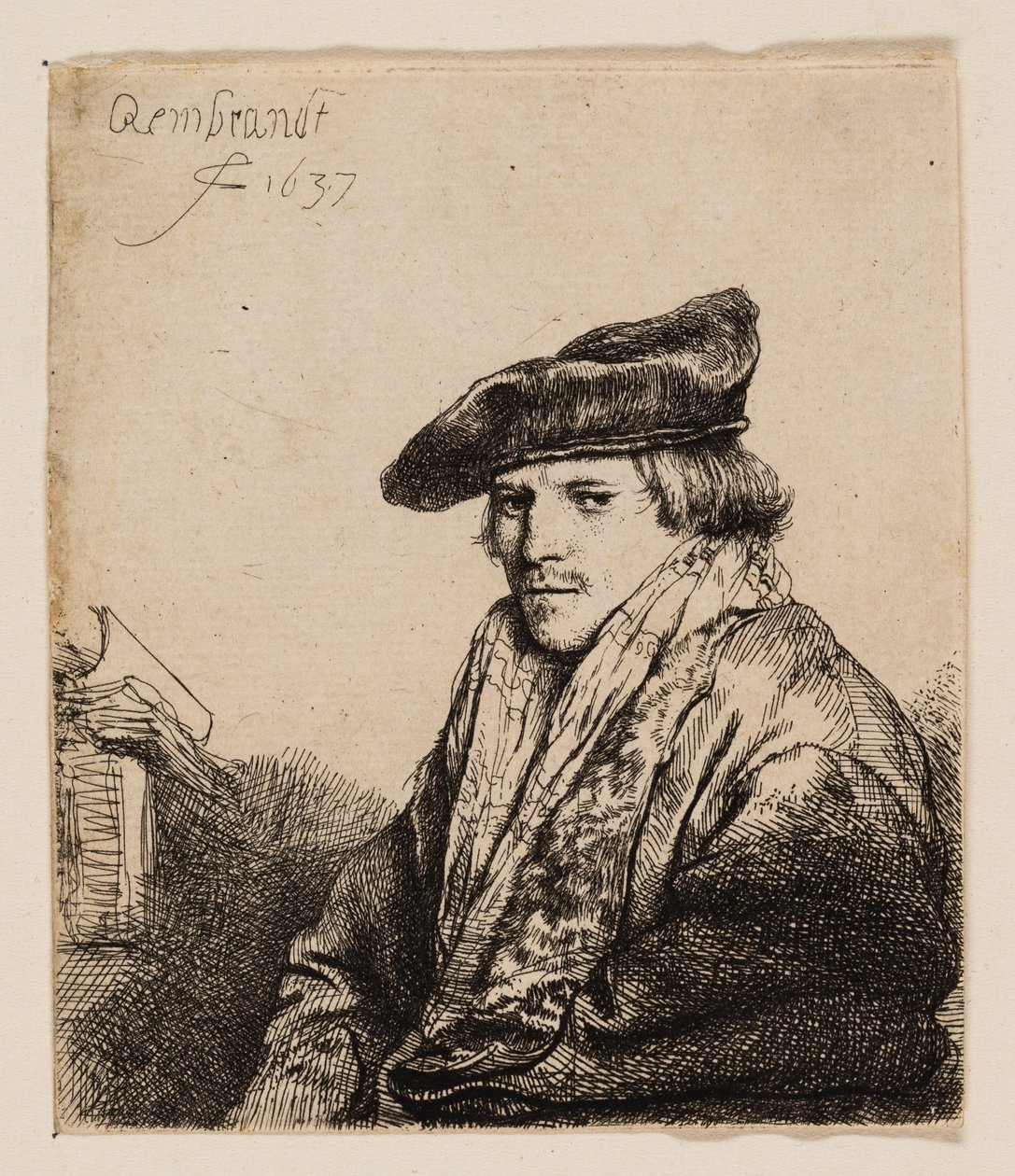 Ung man i sammetsmössa (Petrus Sylvius?) av Rembrandt van Rijn