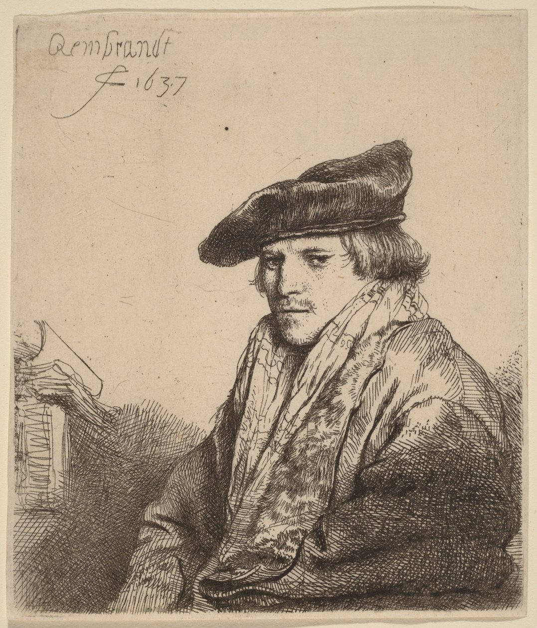 Ung man med sammetmössa (Petrus Sylvius) av Rembrandt van Rijn
