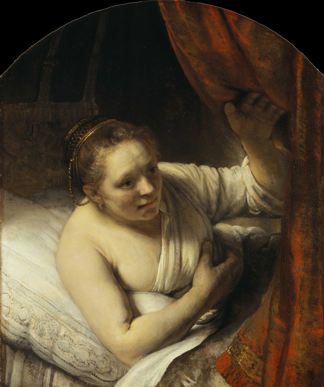Ung kvinna i sängen, 1645-1647. av Rembrandt van Rijn