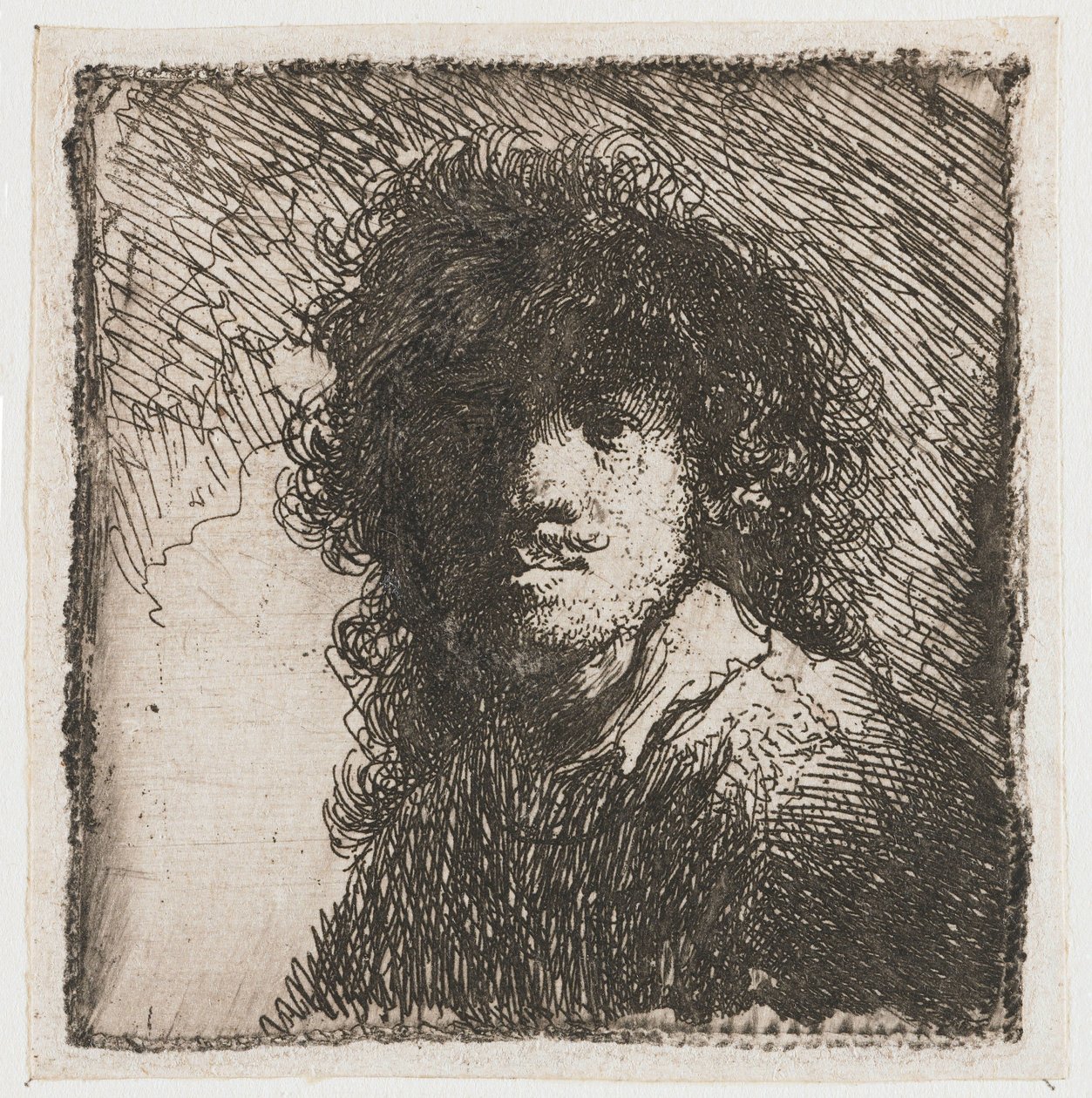 Självporträtt med bar huvud av Rembrandt van Rijn
