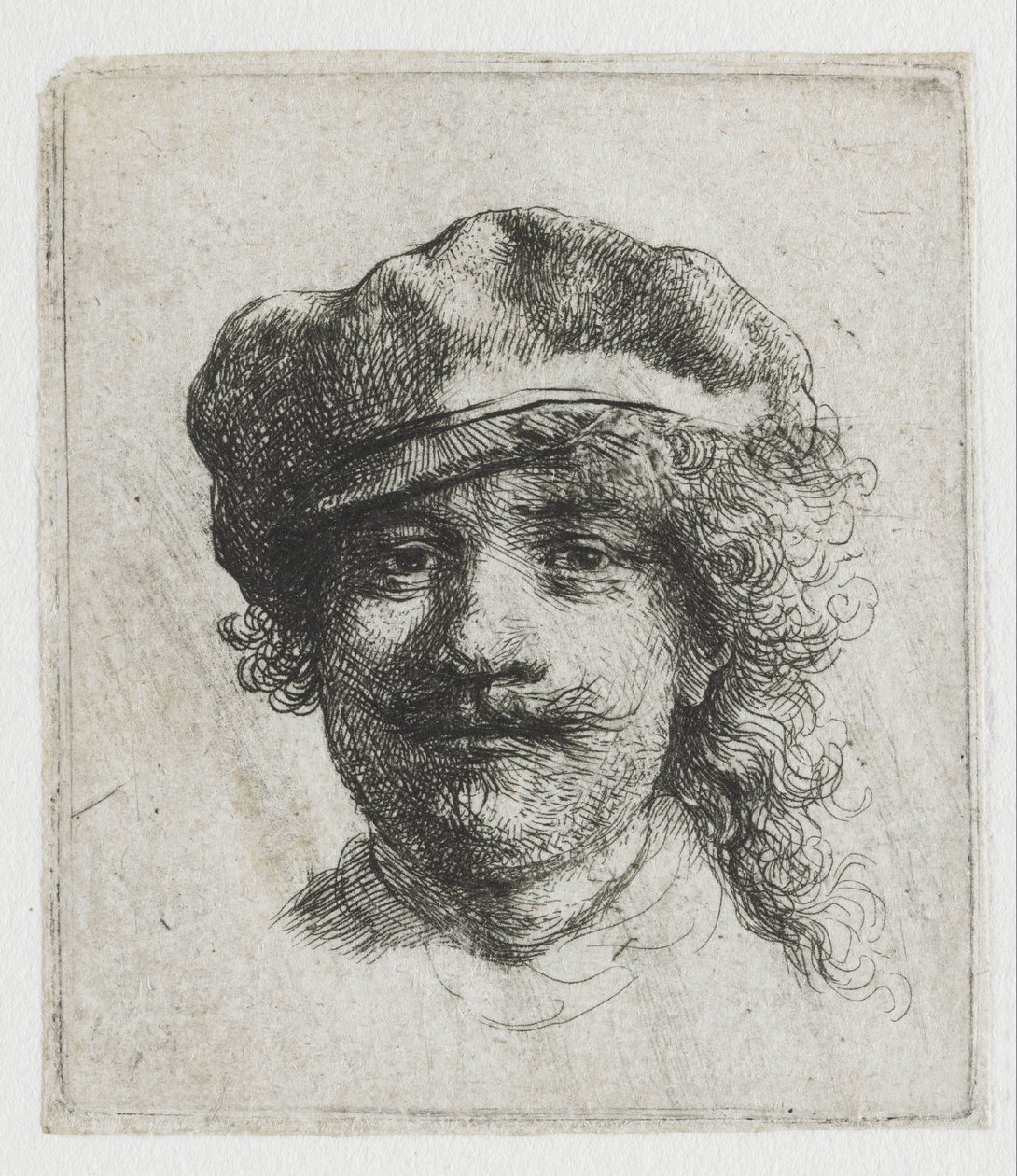 Självporträtt med basker av Rembrandt van Rijn