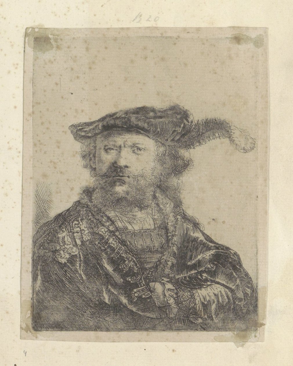 Självporträtt med plymad sammetsbasker Recueil de quatre-vingt-cinq estampes originales (serietitel) av Rembrandt van Rijn